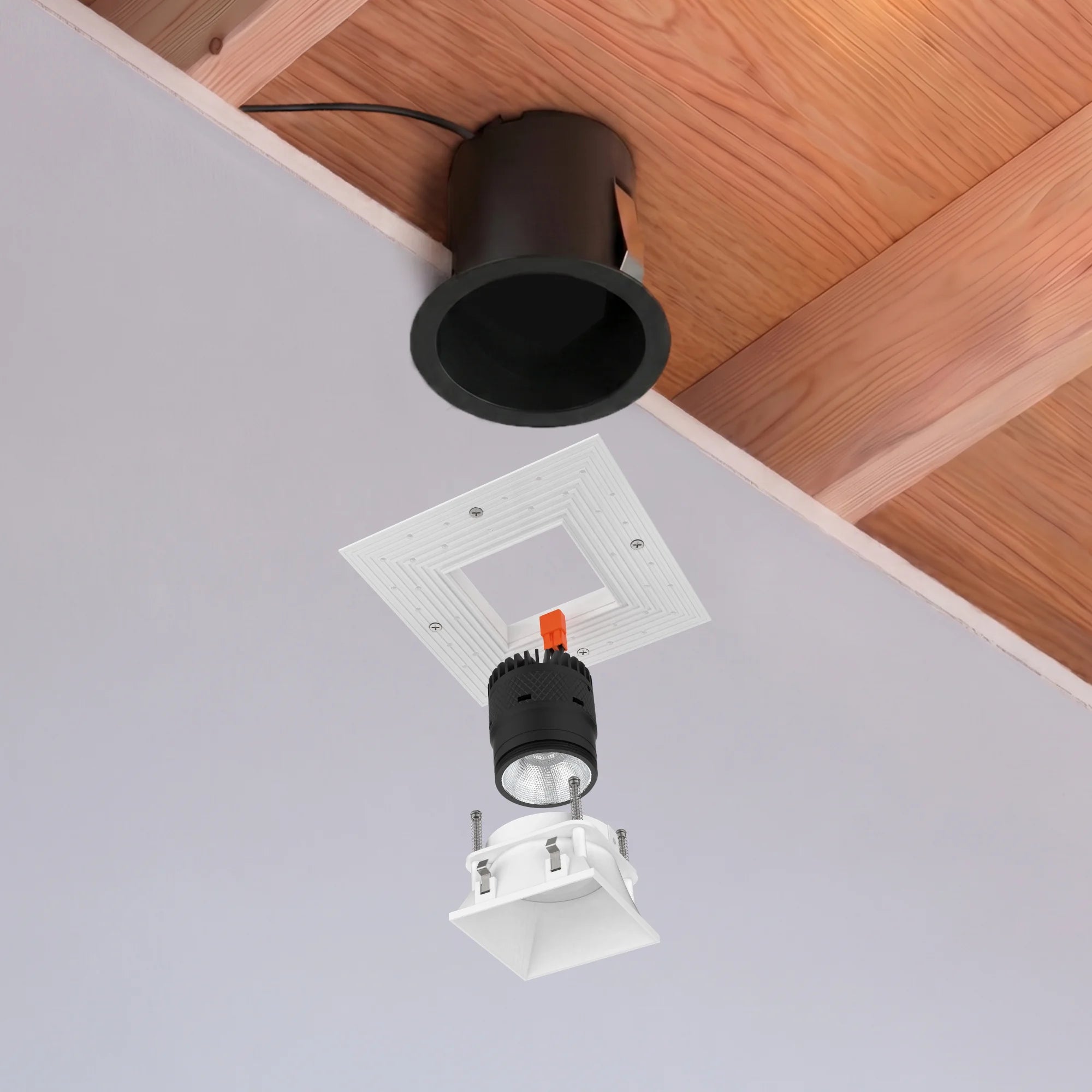 #Shape + Color_Square - White#Trim Style_Trimless Adjustable