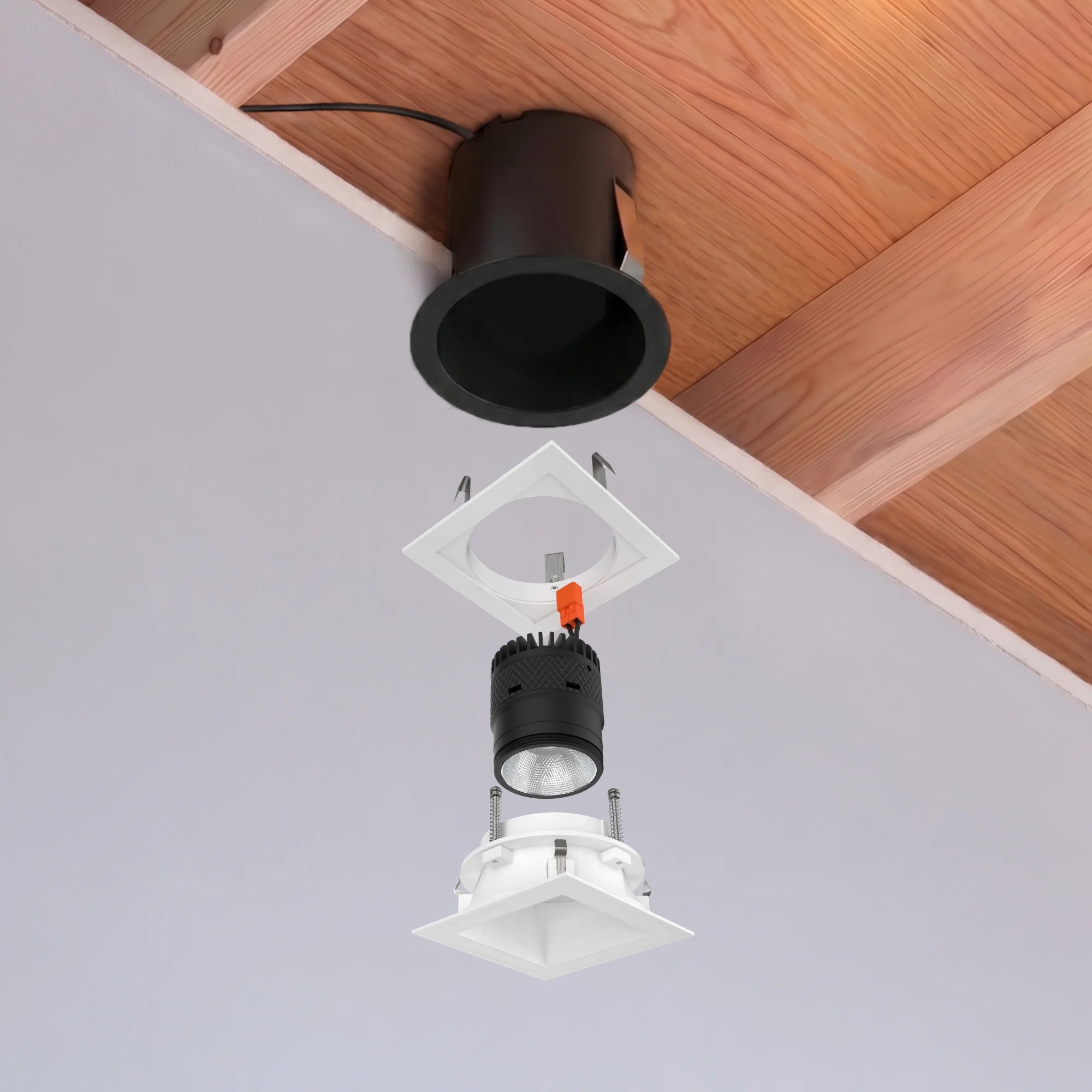 #Shape + Color_Square - White#Trim Style_Adjustable (Gimbal)